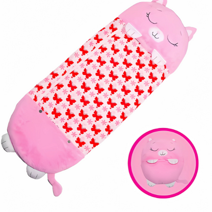 Children's Sleeping Bag | 2-in-1 Sleeping Bag & Pillow | Soft Cartoon Design