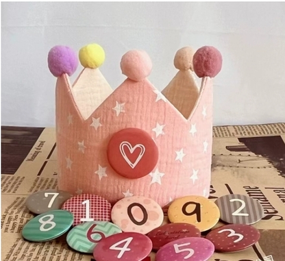 Children's Birthday Crown | Interchangeable Age Numbers | Soft Fit | Cotton