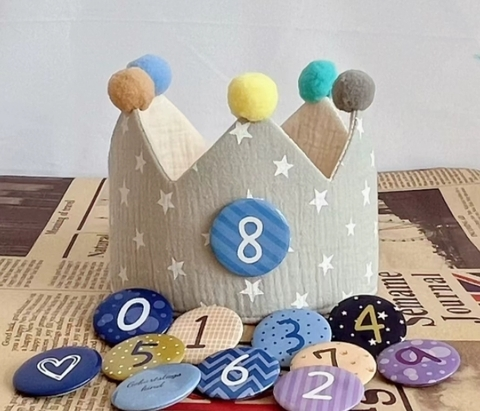 Children's Birthday Crown | Interchangeable Age Numbers | Soft Fit | Cotton