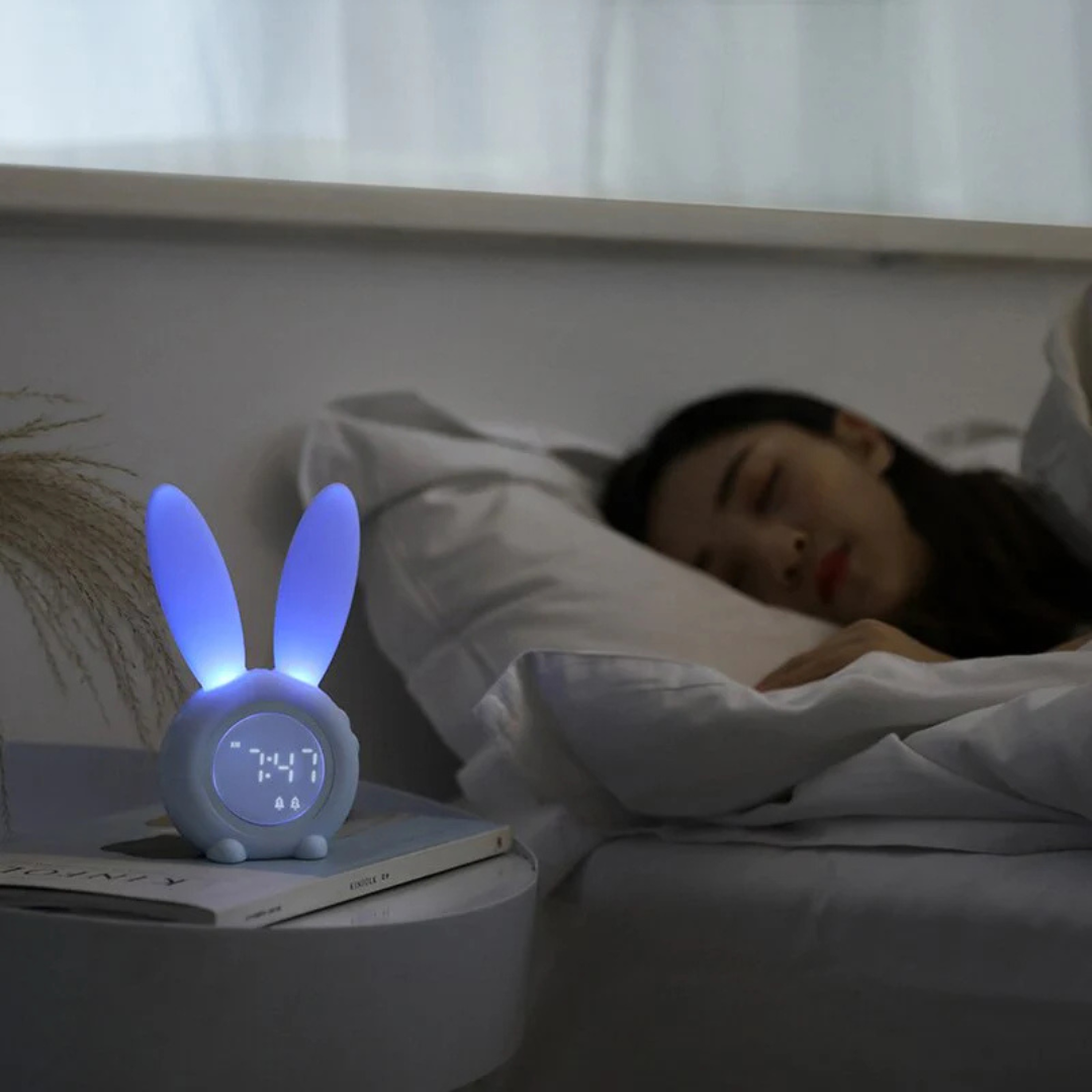 Sleep Trainer for Children | Night Light & Alarm Clock Function | Playful Rabbit Design