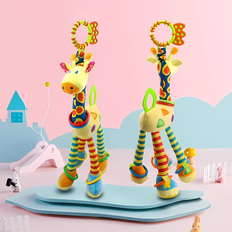 Teething toy & cuddly toy in one – Giraffe Rattle for Babies