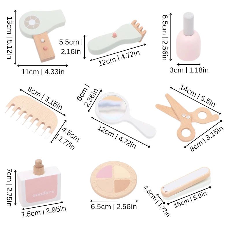 4Ever Wood Beauty Salon Set – Sustainable Wooden Make-up & Hair Salon Play Set for Children