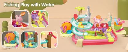 AquaFun PlayPark Water Play Table – Educational Water Toys with Fountain, Slide & Animals | For Indoor & Outdoor Use | Ages 2–6 Years